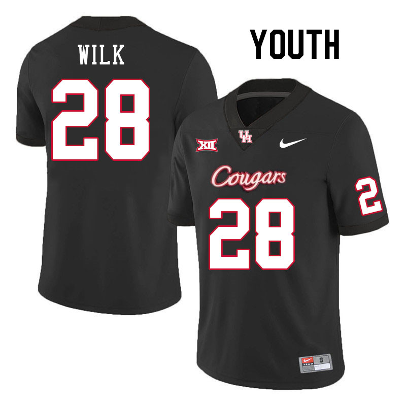 Youth #28 Teagan Wilk Houston Cougars College Football Jerseys Stitched-Black